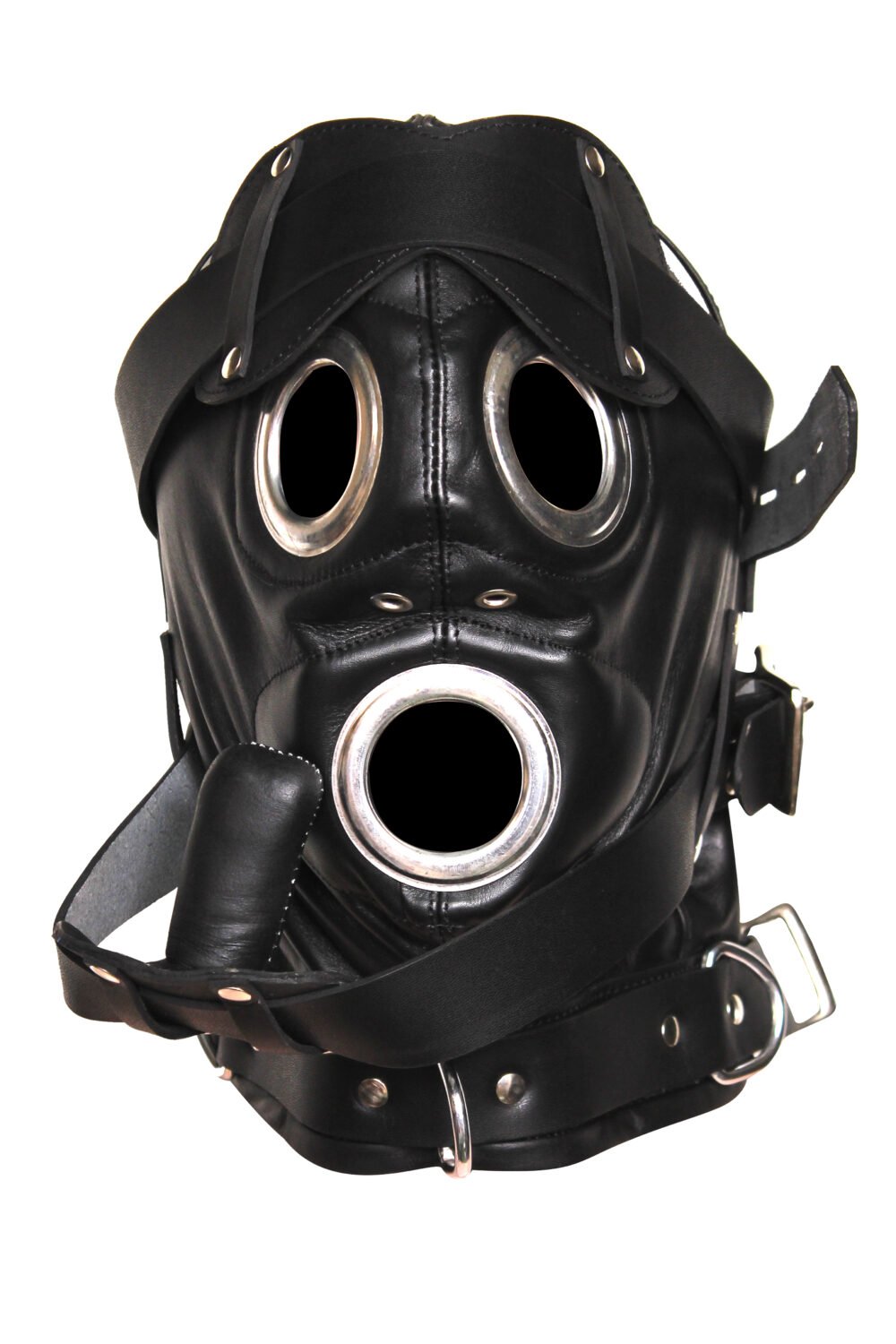 Leather BDSM Mask With Mouth Plug