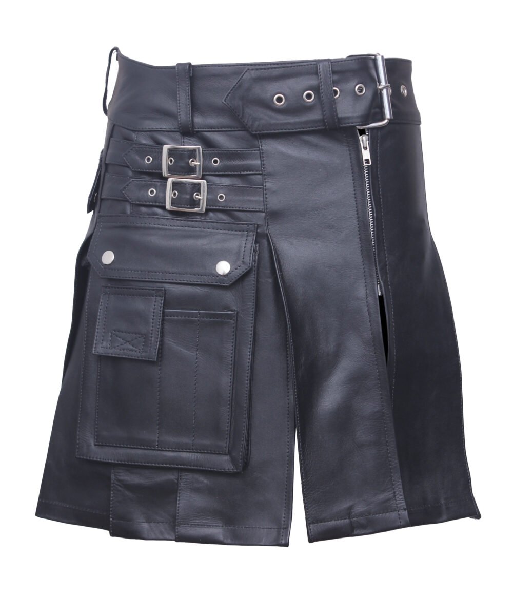 Leather Gladiator Kilt with Side Pockets