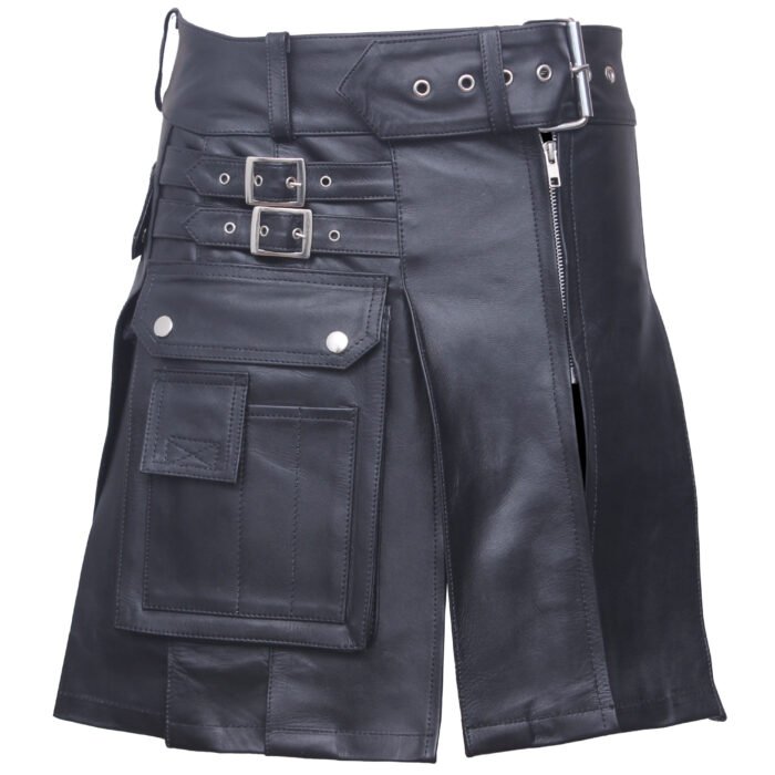 Leather Gladiator Kilt with Side Pockets