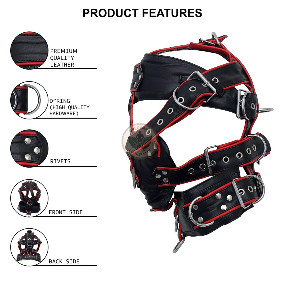 Leather Restraint Muzzle, Leather Muzzle Gag, Leather BDSM Gag