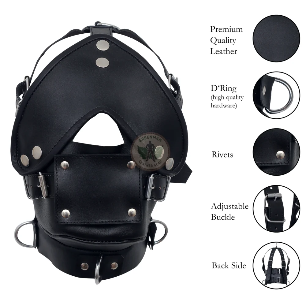 Leather Restraint Muzzle, Leather Muzzle Gag, Leather BDSM Gag