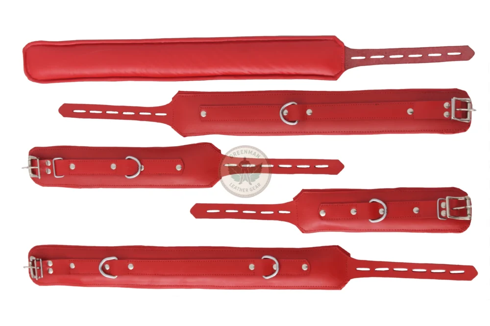 Genuine Leather Handcuffs Set, Leather Handcuffs, Leather ankle cuffs, leather BDSM handcuffs, 7 pcs handcuffs set