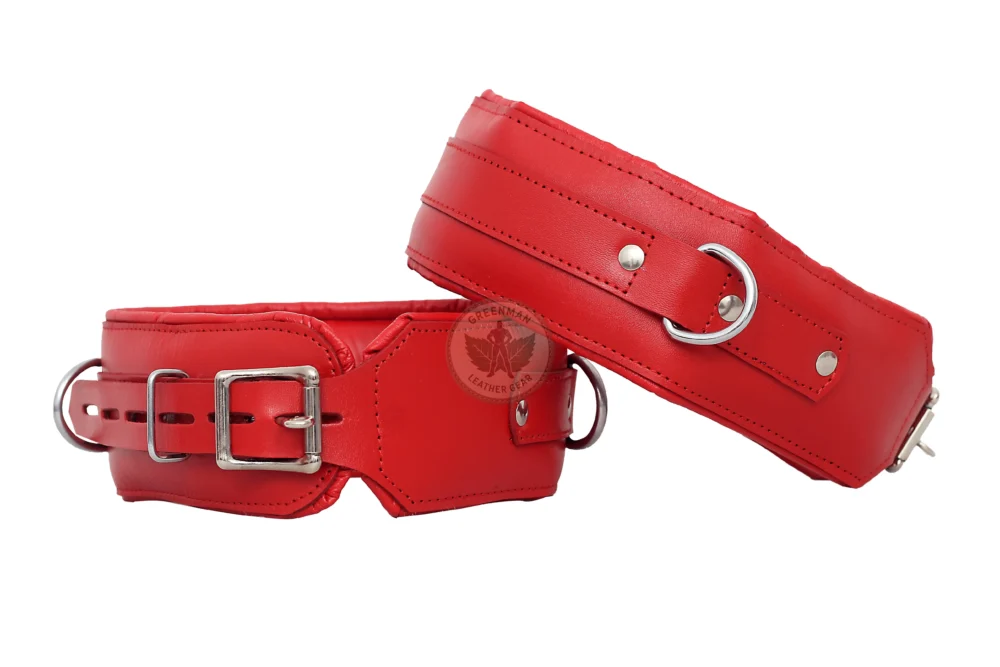 Genuine Leather Handcuffs Set, Leather Handcuffs, Leather ankle cuffs, leather BDSM handcuffs, 7 pcs handcuffs set