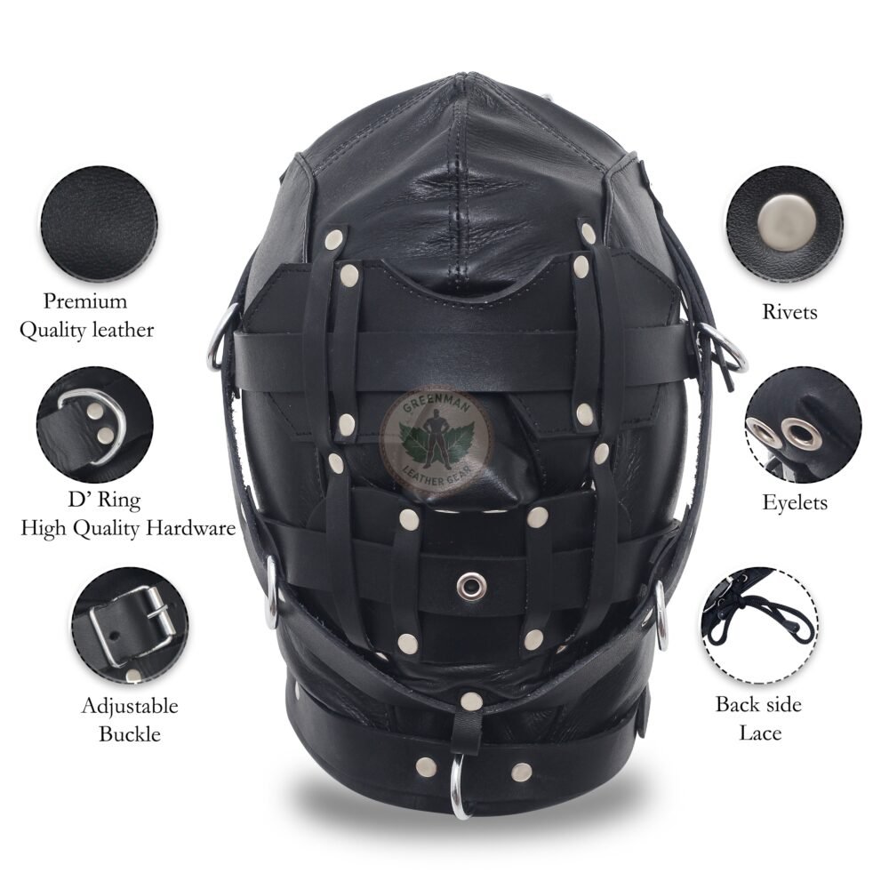 Leather Restraint Muzzle, Leather Muzzle Gag, Leather BDSM Gag
