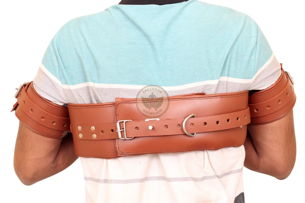 Leather wrist and chest cuff, Leather Handcuffs, BDSM cuffs