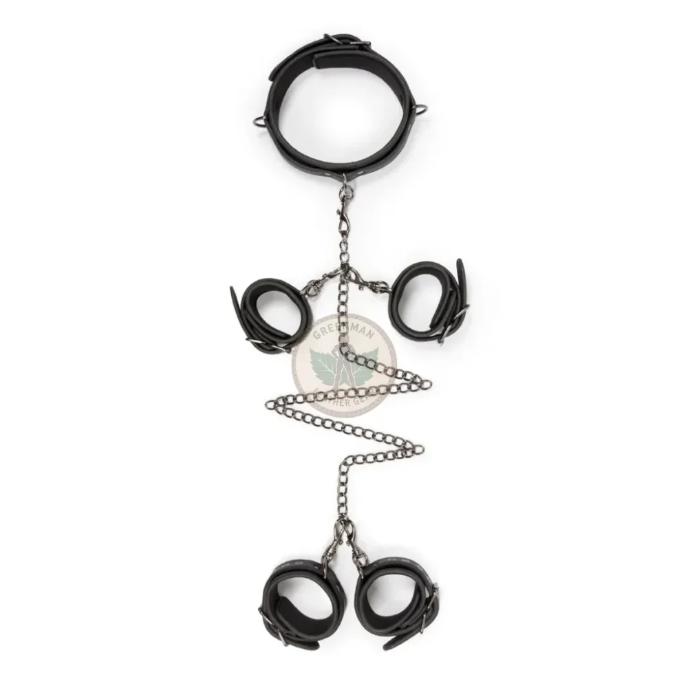 Genuine Leather Handcuffs Set, Leather Handcuffs, Leather ankle cuffs, leather BDSM handcuffs, 7 pcs handcuffs set