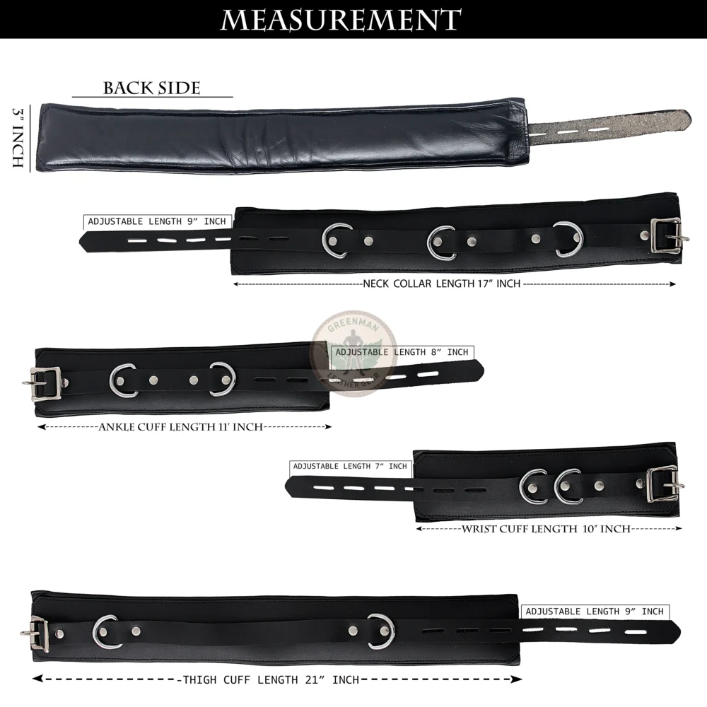 Genuine Leather Handcuffs Set, Leather Handcuffs, Leather ankle cuffs, leather BDSM handcuffs, 7 pcs handcuffs set