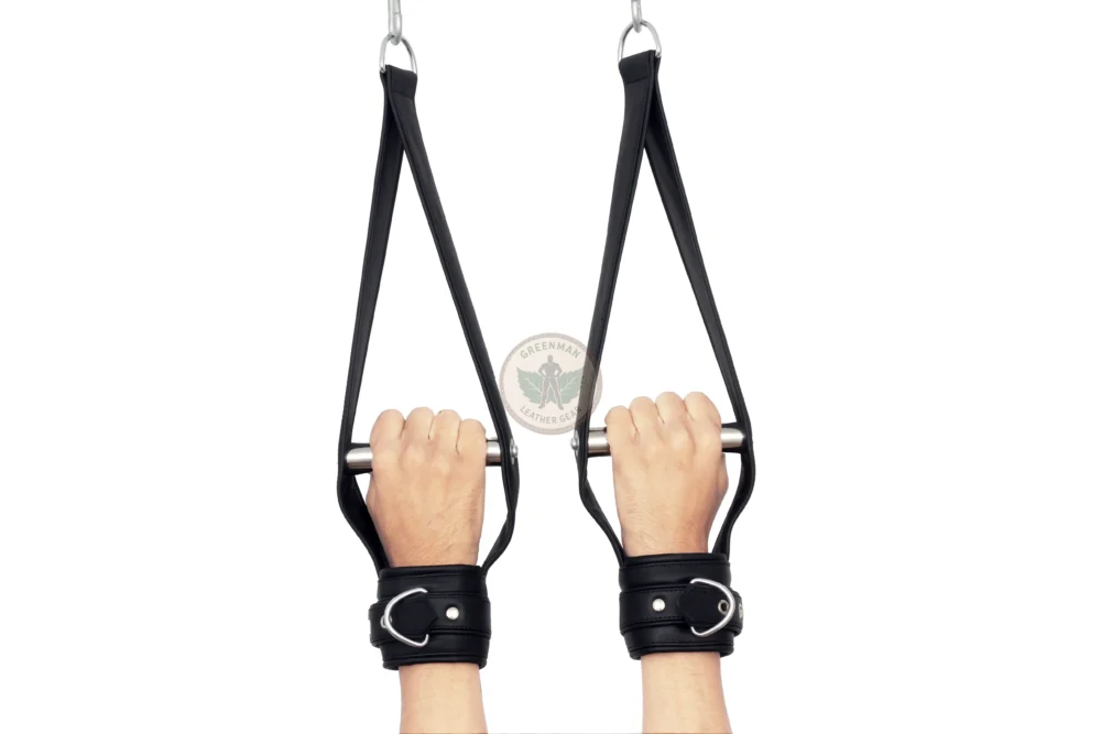 Leather Suspension Cuffs with Buckle Straps, Leather Suspension Wrist Cuffs, kinky leather cuffs, leather handcuffs, leather BDSM cuffs, Leather BDSM handcuffs