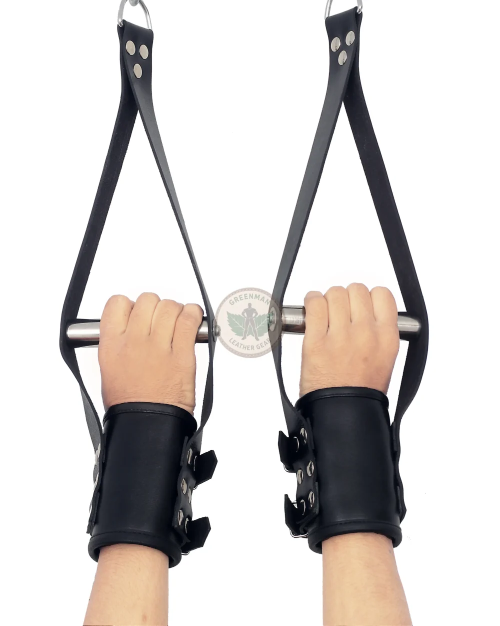 Leather Suspension Cuffs with Buckle Straps, Leather Suspension Wrist Cuffs, kinky leather cuffs, leather handcuffs, leather BDSM cuffs, Leather BDSM handcuffs
