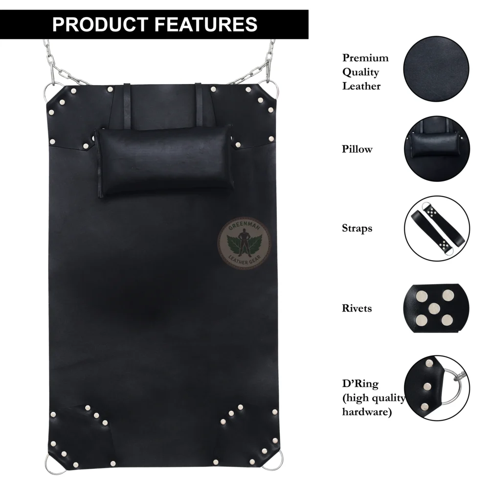 Leather BDSM Swing with Pillow, Leather sling, Leather sex sling, leather bondage sling, leather BDSM sling