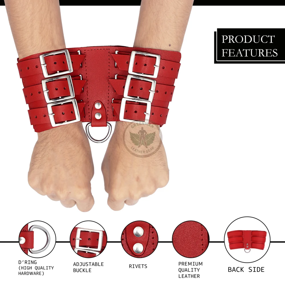 kinky leather cuffs, leather handcuffs, leather BDSM cuffs, Leather BDSM handcuffs