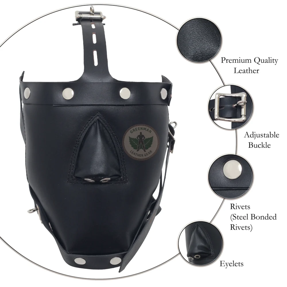 Leather Restraint Muzzle, Leather Muzzle Gag, Leather BDSM Gag