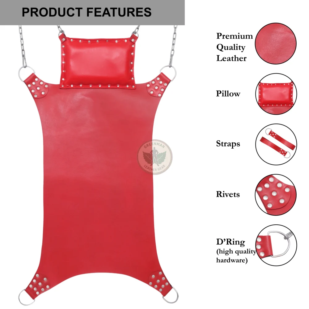 Leather BDSM Swing with Pillow, Leather sling, Leather sex sling, leather bondage sling, leather BDSM sling