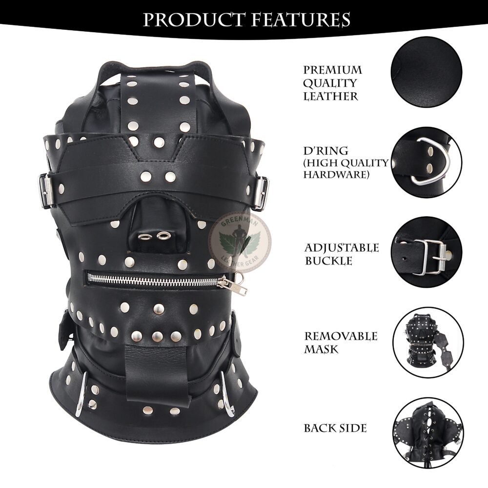 Leather Restraint Muzzle, Leather Muzzle Gag, Leather BDSM Gag