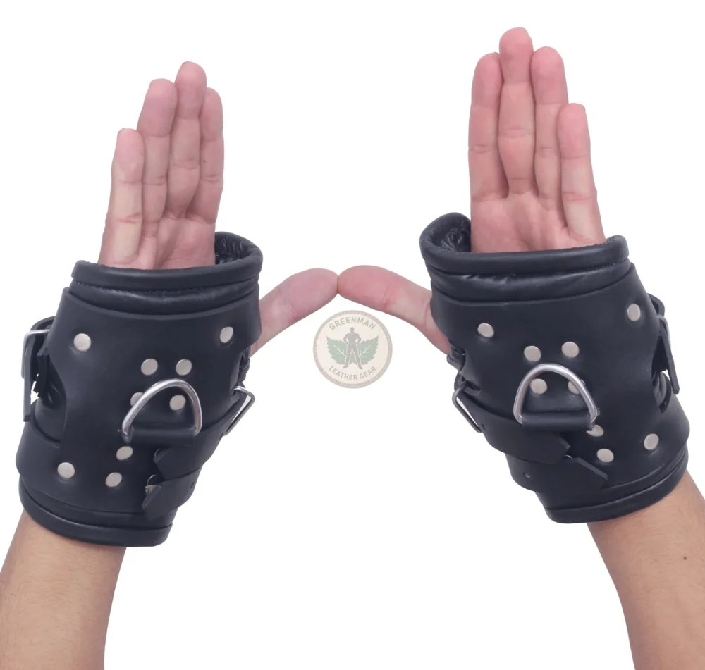 Leather Suspension Cuffs with Buckle Straps, Leather Suspension Wrist Cuffs, kinky leather cuffs, leather handcuffs, leather BDSM cuffs, Leather BDSM handcuffs
