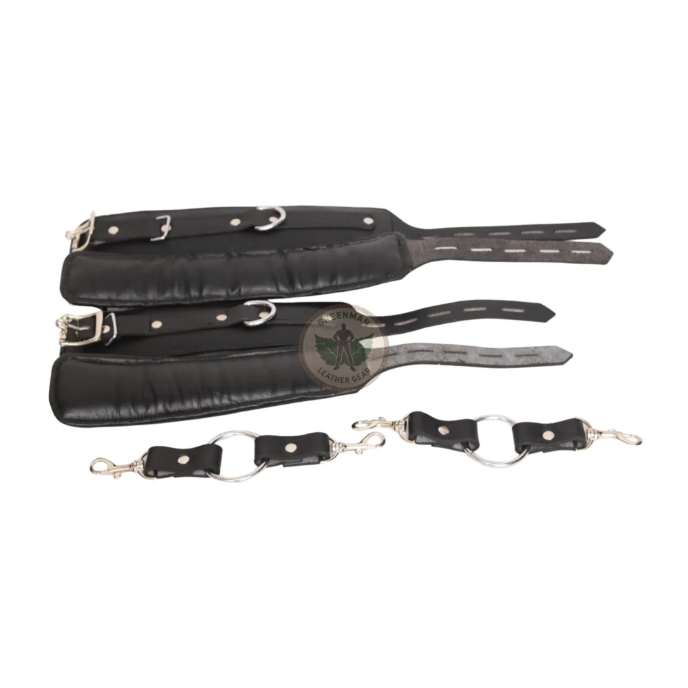 Genuine Leather Handcuffs Set, Leather Handcuffs, Leather ankle cuffs, leather BDSM handcuffs, 7 pcs handcuffs set