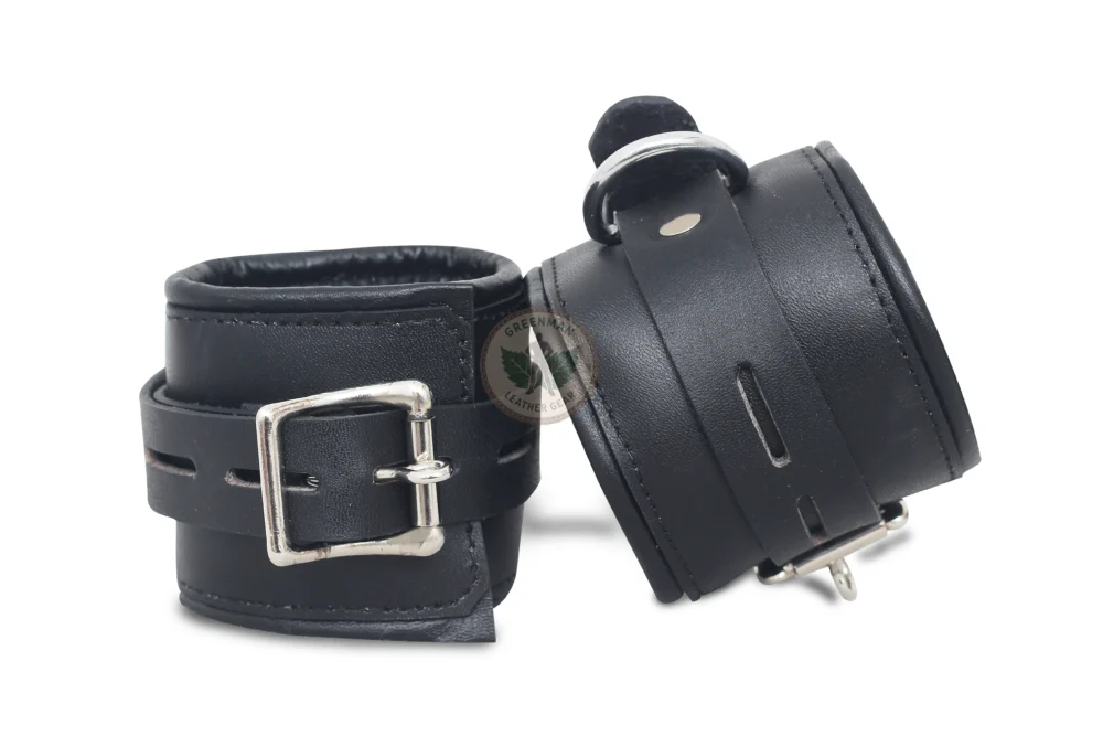 Genuine Leather Handcuffs Set, Leather Handcuffs, Leather ankle cuffs, leather BDSM handcuffs, 7-Piece Handcuffs Set
