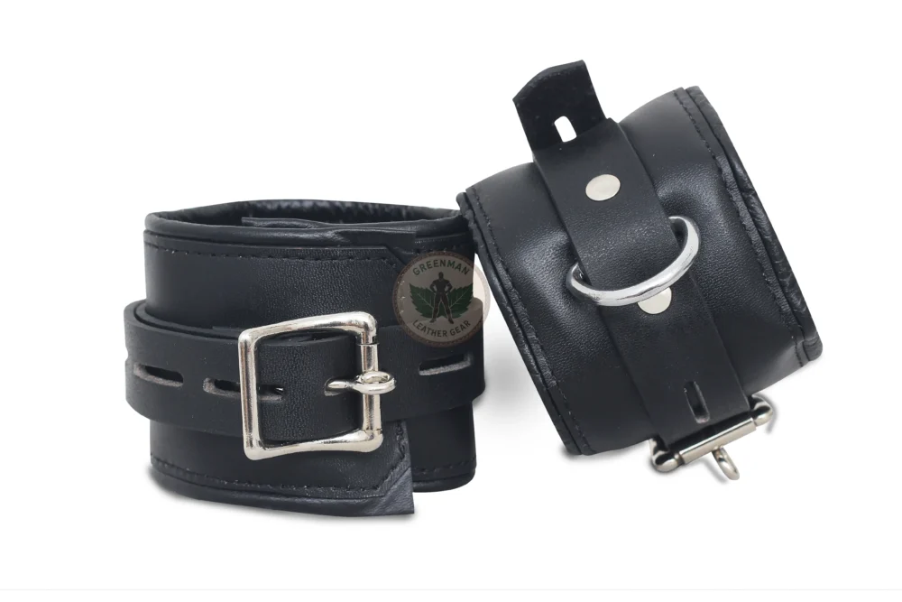 Genuine Leather Handcuffs Set, Leather Handcuffs, Leather ankle cuffs, leather BDSM handcuffs, 7-Piece Handcuffs Set