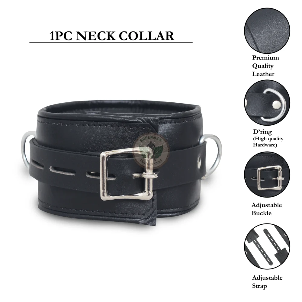 Genuine Leather Handcuffs Set, Leather Handcuffs, Leather ankle cuffs, leather BDSM handcuffs, 7-Piece Handcuffs Set