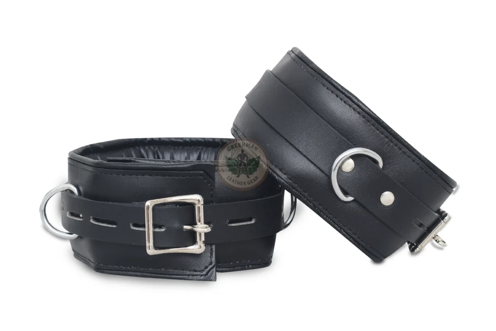 Genuine Leather Handcuffs Set, Leather Handcuffs, Leather ankle cuffs, leather BDSM handcuffs, 7-Piece Handcuffs Set