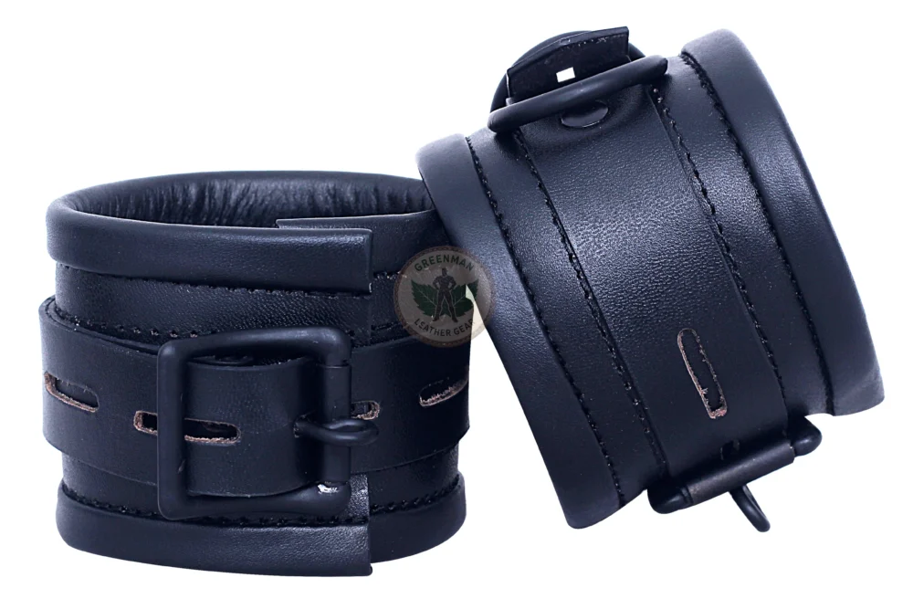 Genuine Leather Handcuffs Set, Leather Handcuffs, Leather ankle cuffs, leather BDSM handcuffs, 7 pcs handcuffs set