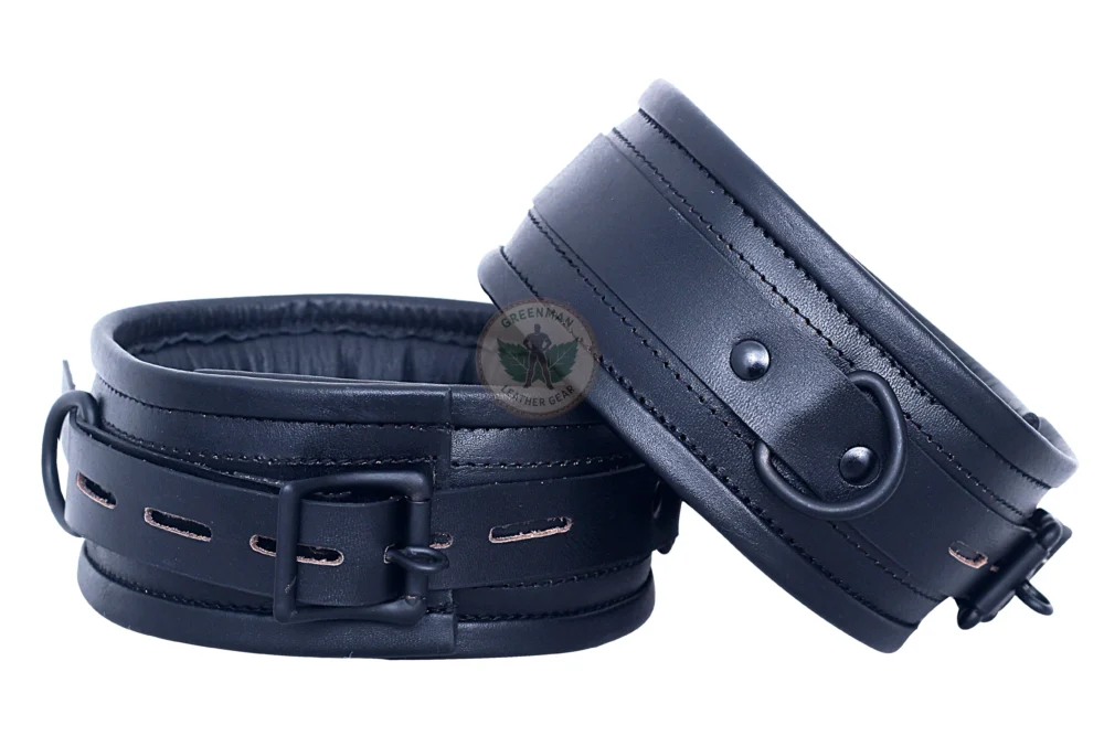 Genuine Leather Handcuffs Set, Leather Handcuffs, Leather ankle cuffs, leather BDSM handcuffs, 7 pcs handcuffs set