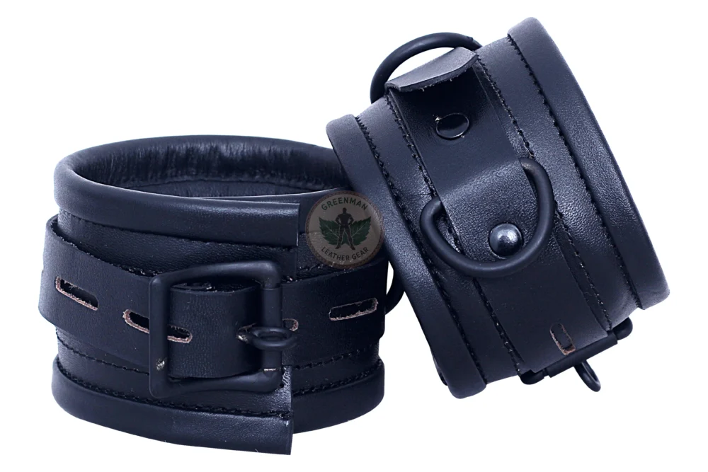 Genuine Leather Handcuffs Set, Leather Handcuffs, Leather ankle cuffs, leather BDSM handcuffs, 7 pcs handcuffs set