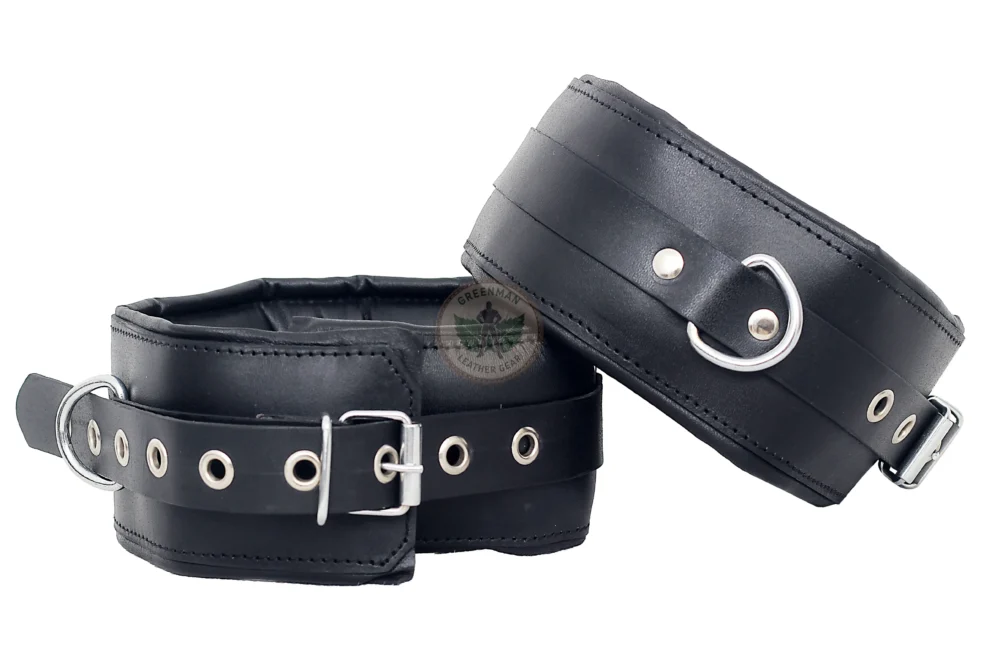 Genuine Leather Handcuffs Set, Leather Handcuffs, Leather ankle cuffs, leather BDSM handcuffs, 7-pcs handcuffs set