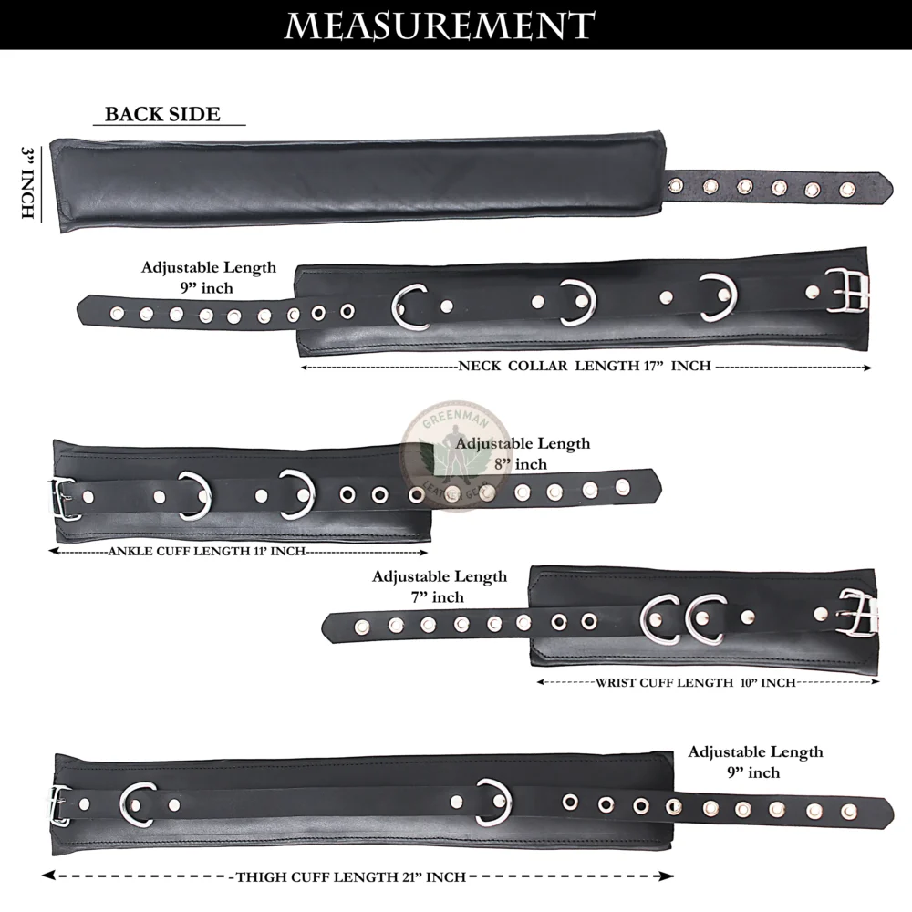 Genuine Leather Handcuffs Set, Leather Handcuffs, Leather ankle cuffs, leather BDSM handcuffs, 7 pcs handcuffs set
