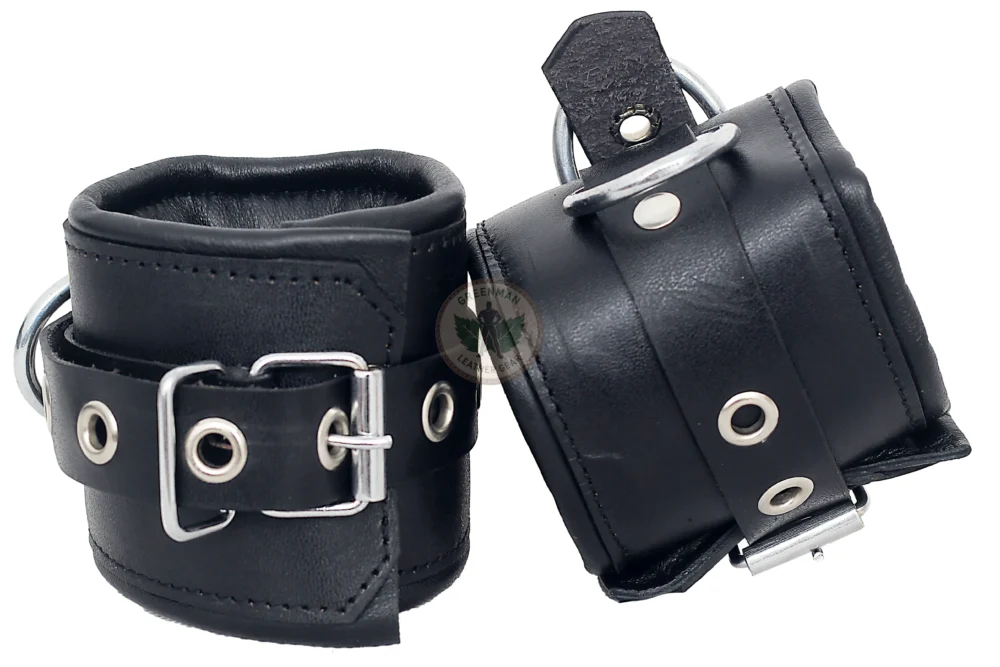 Genuine Leather Handcuffs Set, Leather Handcuffs, Leather ankle cuffs, leather BDSM handcuffs, 7 pcs handcuffs set
