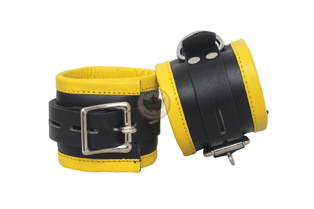 Genuine Leather Handcuffs Set, Leather Handcuffs, Leather ankle cuffs, leather BDSM handcuffs, 7-Piece Handcuffs Set