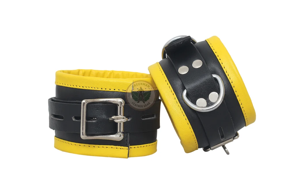 Genuine Leather Handcuffs Set, Leather Handcuffs, Leather ankle cuffs, leather BDSM handcuffs, 7-Piece Handcuffs Set